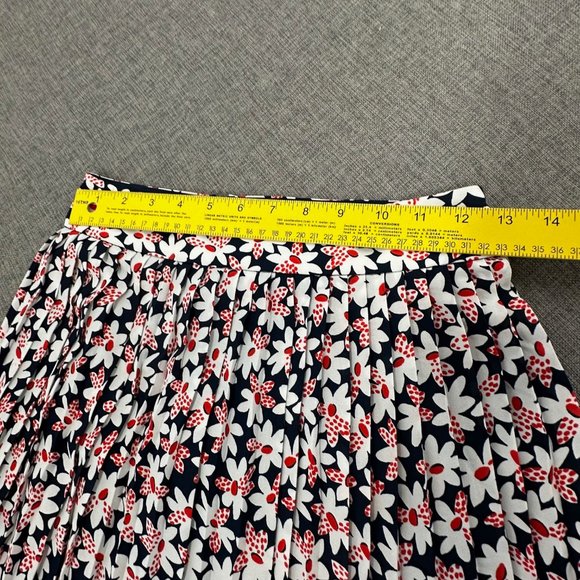 J. Crew Pleated Skirt Floral Sz 00‎ Blue Red White Lined Zipper - Picture 8 of 12